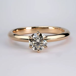 Bague solitaire en diamant de laboratoire taille ronde 3,00 ct, or jaune 18K/14K/10K, bijoux fins minimalistes pour fiançailles et mariage, vente en gros - Product Image 1