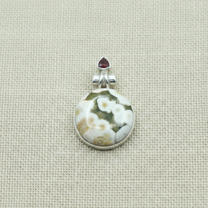Natural Ocean Jasper and <b>Garnet</b> Gemstone Pendant 925 Sterling Silver Rose Gold Yellow Gold Plated Healing Boho Jewelry Gift her - Product Image 6