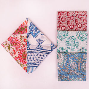 Craftjaipur All Seasons Hand Block Printed Poplin Cotton Floral Color Blocking Pattern Eco-Friendly Breathable <b>Tie</b>-<b>Back</b> Bandana - Product Image 5