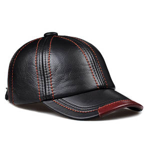 Gorra de Béisbol de Cuero Genuino para Hombre, Gorro de Cuero Vacuno Negro, Ajustable, para Otoño e Invierno - Product Image 1