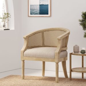 Sedia d'Accento in Legno di Gomma Naturale Beige per Soggiorno - Product Image 3