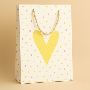 Custom Luxury Paper Gift <b>Bags</b> with Gold Heart Design Premium Handles and Custom Logo for Wholesale Retail Packaging - Product Image 1