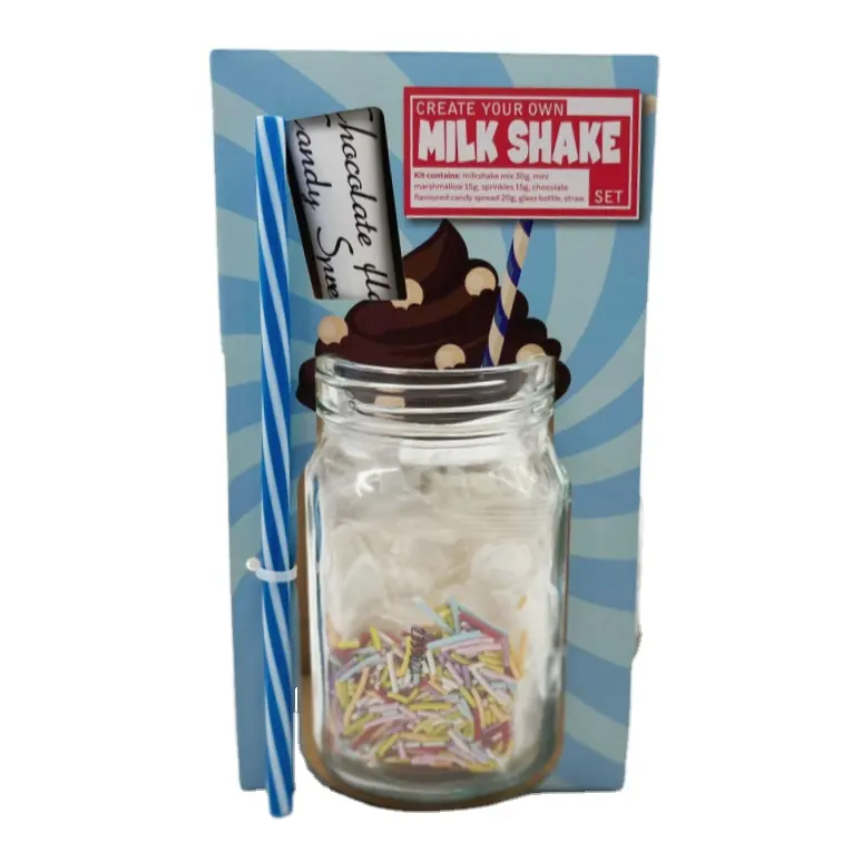 Wholesale Chocolate Flavoured Milk Shake Mix with Marshmallow and Sprinkles Candy in Glass Bottle
