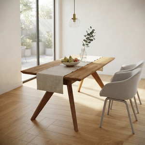 Mesa de comedor rectangular de madera de teca maciza minimalista de primera calidad para cocina y comedor, unidad de espacio con estructura de escritorio. - Product Image 2