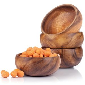 Bol rond en bois personnalisé, bol à nourriture en bois naturel pour salades, fruits, collations, desserts, petit-déjeuner, repas et décoration de table - Product Image 4