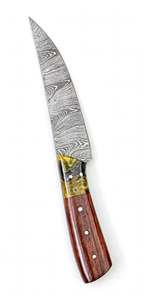 Outil utilitaire à lame fixe en acier Damas artisanal personnalisé avec manche hybride en résine et bois - Product Image 4