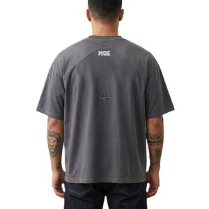 Camiseta Gráfica Raglan Streetwear para Hombre, Algodón Lavado, Camisetas Oversize para Hombre, Camisetas con Bordado de Brújula, Fabricación de Marca - Product Image 2