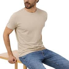 T-shirt en coton uni essentiel pour homme, léger, en coton naturel, col rond - Product Image 2
