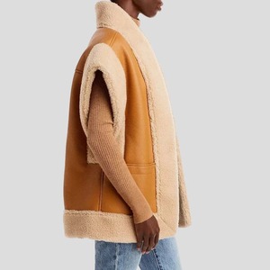 Women <b>Tan</b> <b>Brown</b> B3 RAF Aviator Shearling Genuine Leather Vest Winter Waistcoat - Product Image 3