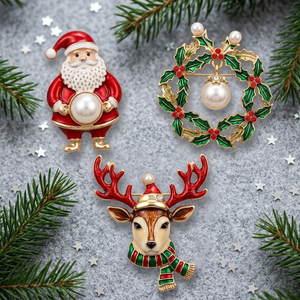 Broches en métal personnalisées pour Noël, plaquées or de haute qualité, motif sapin de Noël, cloche, traîneau du Père Noël, émail, badges, articles cadeaux Diwali - Product Image 3