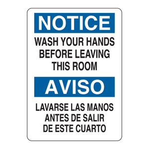 Panneau de signalisation bilingue pour le lavage des mains, 14 x 10 pouces, tableau flexible pour laboratoires et installations - Product Image 3