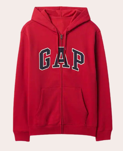Sweat à capuche zippé inspiré de Coachella Gap x Central Cee "CAP" |   Veste Rouge Écarlate Premium à Fermeture Éclair Partie Découpée et Appliqué Personnalisé - Product Image 3