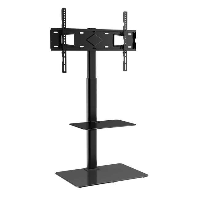 Modern Style Swivel Tall TV Stand Mount for 32-65 Inch TVs Height Adjustable Portable Floor Stand with Tempered Glass Base