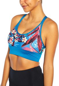 Soutien-gorge de sport rayé tie-dye pour femme, col rond, bretelles spaghetti, maintien moyen, respirant, pour le yoga - Product Image 6