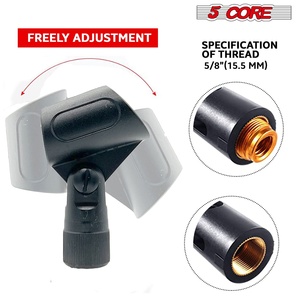Support de microphone à 5 broches, 2 pièces avec adaptateurs à vis 5/8 à 3/8 pouces - Product Image 4