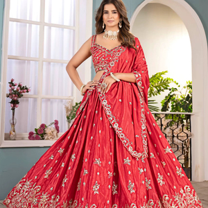 Traditional Indian Wedding Party Festival Wear Butterfly Net Fabric Lehenga Choli <b>Sequins</b> Embroidery Work Heavy Work Dupatta - Product Image 1