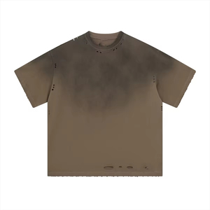 เสื้อยืดโอเวอร์ไซส์ทรงบ็อกซี่สไตล์วินเทจ ล้างสีแบบแอซิดวอช สำหรับผู้ชาย ผ้าฝ้ายแท้ 100% คุณภาพสูง ระบายอากาศได้ดี รับสกรีนโลโก้เองได้ - Product Image 1