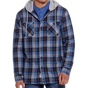 Custom Men's High Quality Heavy Duty Plaid <b>Flannel</b> Hooded Windproof Eco-Friendly Streetwear <b>Jacket</b> Thermal Fleece Lined - Product Image 2