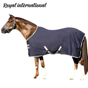 Couverture imperméable pour cheval, légère, respirante, pour l'écurie, la randonnée équestre, la pluie, avec sangles réglables, bleu marine - Product Image 3