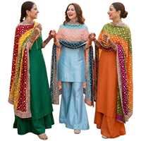 Setelan Anarkali Bordir Tradisional Wanita Warna Maroon Katun Panjang Hingga Lutut Regular Fit Gaya India & Pakistan untuk Pakaian Pernikahan