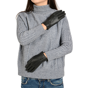 Gants en cuir pour femmes sur mesure, style uni, noirs, thermiques, non doublés, gants d'hiver décontractés, fabricant OEM - Product Image 1