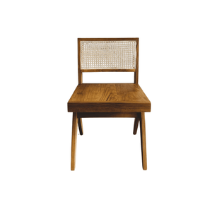 Chaise de salle à manger en teck Zenoa avec assise en corde de rotin, chaise d'appoint en bois massif pour salle à manger et usage extérieur - Product Image 1