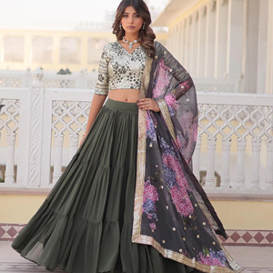 ผ้าจอร์เจียเจ็ตสังเคราะห์จากนักออกแบบล่าสุดเย็บปักตามลำดับ - Product Image 1