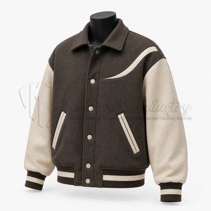 Chaqueta Bomber Varsity Premium Estilo Universitario, Diseño Color Block Vintage de Béisbol, Mezcla de Lana, Estilo Casual Urbano, Resistente al Viento - Product Image 3