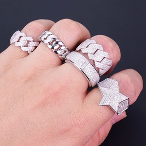 In Stock Wholesale Custom Hip Hop Jewelry 925 Sterling <b>Silver</b> Full Crushed Iced Out Vvs Mossanite Moissanite Diamond <b>Ring</b> <b>Men</b> - Product Image 1