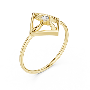 Anillo de oro amarillo macizo de 14k para mujer con diamante de corte brillante redondo minimalista de forma cuadrada, ideal para regalo de compromiso, aniversario o boda. - Product Image 2