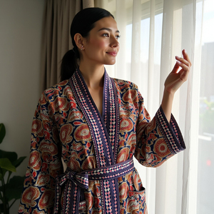 Robe kimono élégante et attrayante à motif de flèche paisley en tissu de coton doux pour femmes de grande taille - Product Image 1