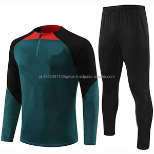 Wholesale Custom Name Sport Tracksuit Autumn Winter Football Jacket Soccer Jersey Set 100% Polyester Breathable V-neck Full - Product Image 5
