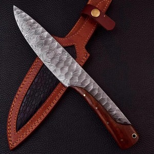 Couteau de chef en acier damas forgé à la main, manche en bois, style japonais, couteau de cuisine pour droitier - Product Image 3