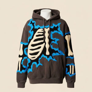 เสื้อฮู้ดพิมพ์ลายหัวกะโหลกแบบ DTF สำหรับผู้ชาย ขายส่ง เสื้อฮู้ดแขนยาวผ้าฝ้ายพรีเมียม สำหรับแฟชั่นสตรีทแวร์ลำลอง - Product Image 1