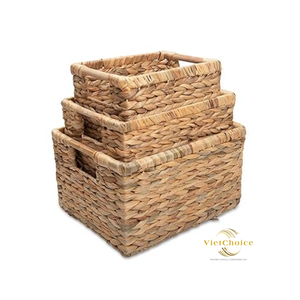 VIETCHOICE 100% High Quality Water Hyacinth <b>Basket</b> Customizable Durable Eco-Friendly <b>Foldable</b> Vintage Style Furniture - Product Image 6