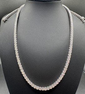 Collier en moissanite taille ronde, chaîne à maillons en argent 925 plaqué rhodium, bijoux de luxe unisexe pour fêtes, cadeaux et usage quotidien - Product Image 1