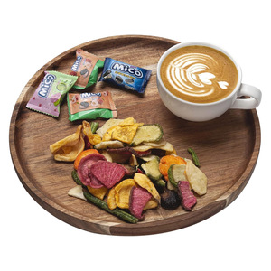 Bandeja redonda de madera hecha a mano de alta calidad, fabricante de cantidades a granel para exhibición de alimentos, precio al por mayor - Product Image 5