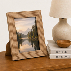 Deluxe Quality Fluted Wood Photo Frame for Wall Art & Tabletop Display Natural Solid Wood Picture Holder Home Decor Accessories - Product Image 3