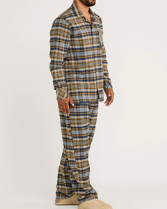 Pyjama en flanelle pour homme, ensemble deux pièces à carreaux, tenue de nuit et de détente, pyjama à carreaux personnalisé en flanelle - Product Image 3