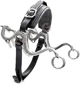 Harnais Hackamore réglable sans bit pour cheval, avec muserolle rembourrée en cuir et acier inoxydable, équipement d'équitation - Product Image 5