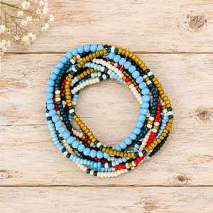 Pulseras Elásticas Unisex con Cuentas de Vidrio Multicolores, Libres de Plomo/Cadmio y Azo, Joyería Floral de Moda, Regalo Clásico - Product Image 1