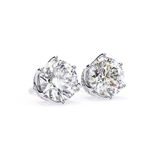 7mm Round Moissanite Stud <b>Earrings</b> 2.5 CTW 14K Solid Gold with Side Accents Brilliant Diamond Alternative Jewelry - Product Image 2