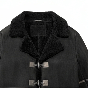 Veste d'hiver de luxe en cuir et peau de mouton véritable pour homme, col montant, chaude et élégante, coupe ajustée - Product Image 5
