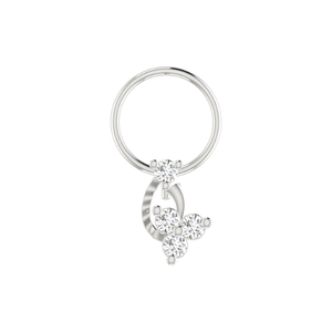 AJRETAIL 14K <b>Gold</b> Ethnic Dangling Teardrop Floral Design 0.08ct Natural Diamond GIA Certified <b>Nose</b> Pin - Product Image 3