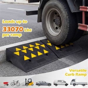 2 Pezzi Rampe di Carico in Gomma Robuste con Strisce Riflettenti e Canale di Drenaggio per Vialetti, Piastre e Tavole - Product Image 4