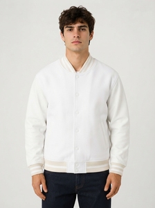 Premium Quality Leather Varsity <b>Jacket</b> with Wool Body Waterproof & Windproof Autumn <b>Men's</b> Clothing Sale - Product Image 3