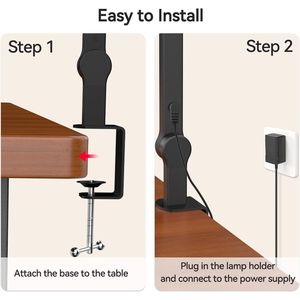 Lampada da Scrivania Ultra Luminosa 24W con Braccio Orientabile, 3000 Lumen, Dimmerazione Automatica, Controllo Touch Continuo, Rotazione per Videochiamate, Nero/Bianco - Product Image 2
