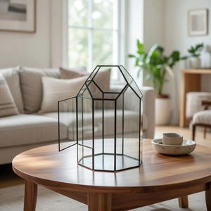 <b>Clear</b> Glass Black Metal Contemporary Handicraft Durable Framed Terrarium Planter <b>Vase</b> for Living Room Luxury Home Table Decor - Product Image 5