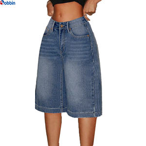 Pantalones cortos vaqueros de mezclilla de verano para mujer, de alta calidad, holgados, de pierna ancha, de longitud media, diseño único, estilo casual - Product Image 2