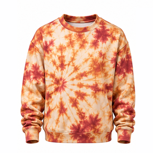 Sweat-shirt tie-dye effet soleil couchant, intérieur brossé, mélange de coton, col rond, pull, fabricant de marques privées, vêtements confortables et tendance - Product Image 1